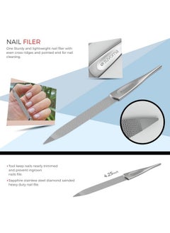 Suvorna Manicure Kit With Nail Clippers, Nail Scissors, Cuticle Pusher, Nail File & Tweezer - Made With Stainless Steel - Professional Nail Care Kit For Adults, Seniors, Women, And Men. (5 Pcs)  - Image 4