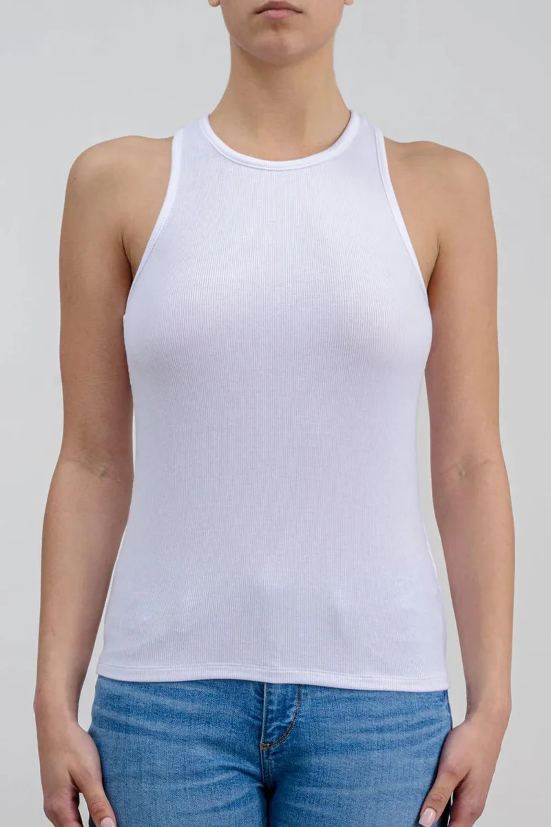 Ag Jeans Ribbed Dark Cotton Racerback Tank