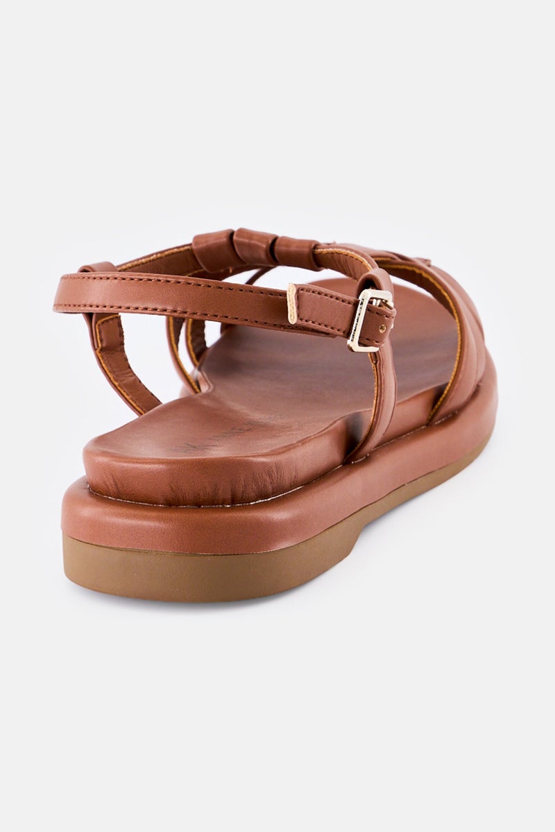 ANNE KLEIN Women Adjustable Buckle Sandals, Brown - Image 3