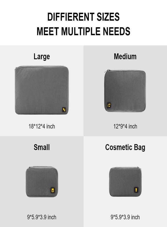 ليفل8 مجموعة مكعبات التعبئة LEVEL8 المكونة من 4 قطع لحقائب اليد، حقيبة تنظيم الأمتعة لمستلزمات السفر الأساسية - رمادي - Image 2