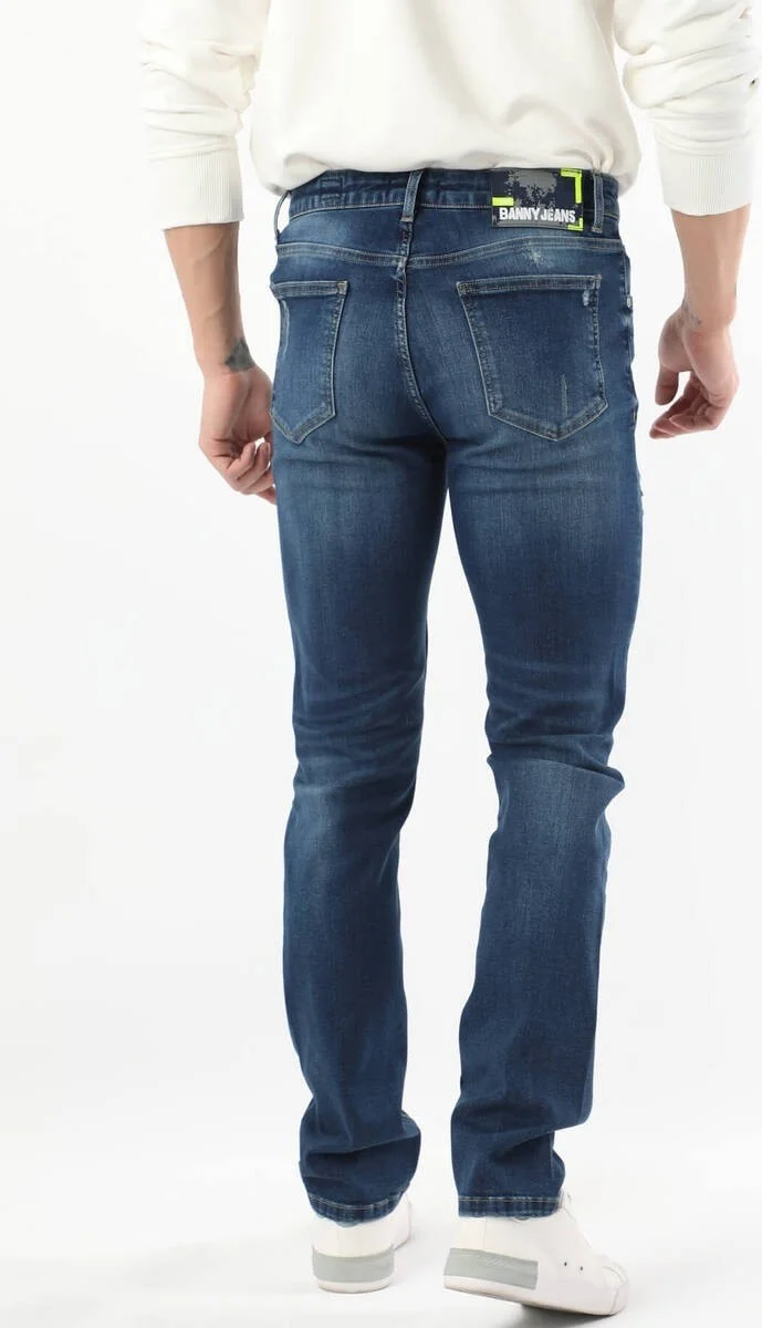باني جينز Men's Series Ripped Jeans Dark Blue