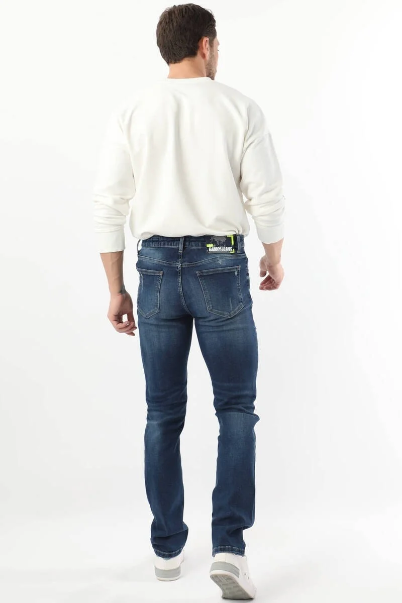 باني جينز Men's Series Ripped Jeans Dark Blue