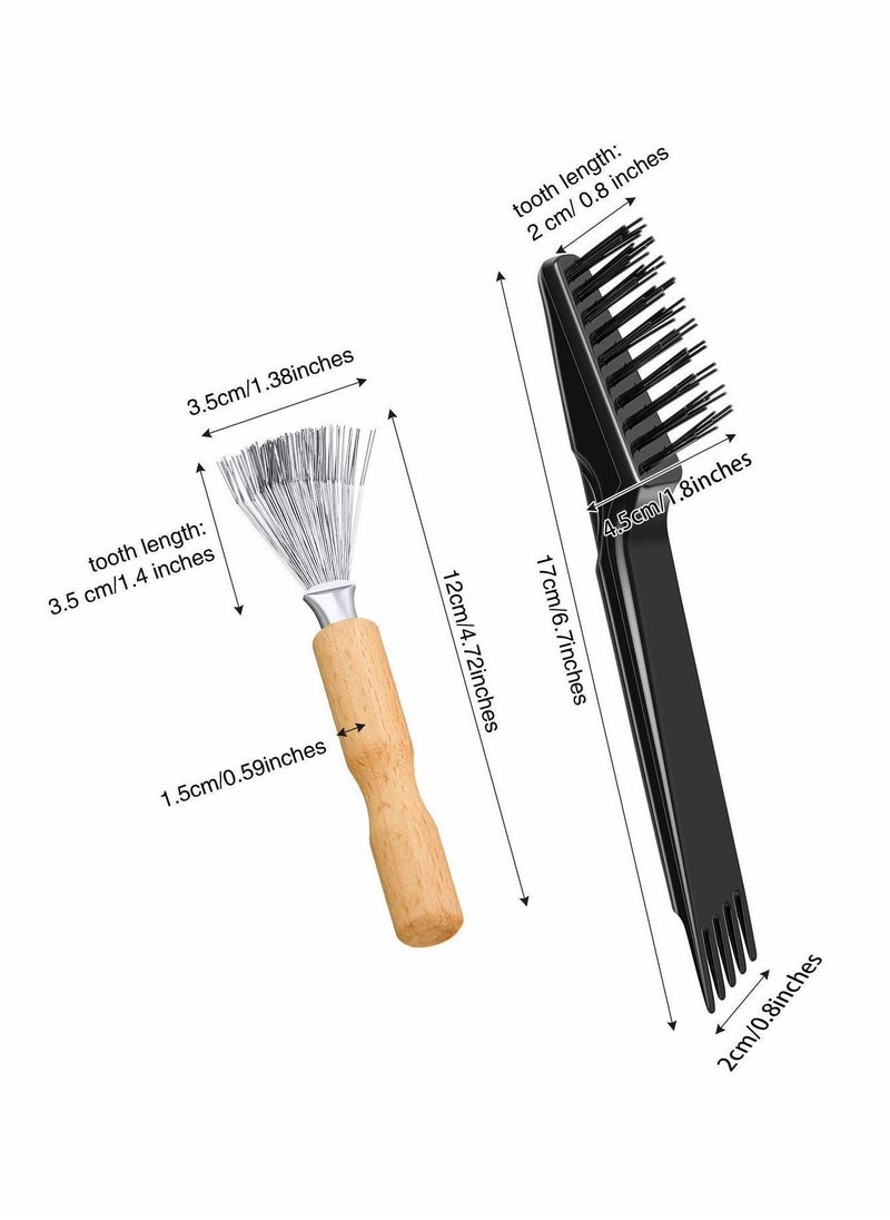 Y&D - 4 Pieces Comb Cleaner Brush Mini Hair Cleaning Tool Remove Embedded for Removing Dust Home Salon Use (Wooden Handle Rake) - Image 1
