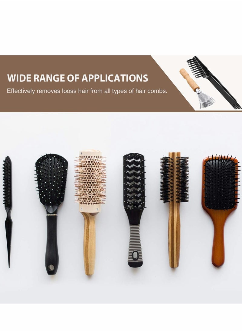 Y&D 4 Pieces Comb Cleaner Brush Mini Hair Cleaning Tool Remove Embedded for Removing Dust Home Salon Use (Wooden Handle Rake)  - Image 5
