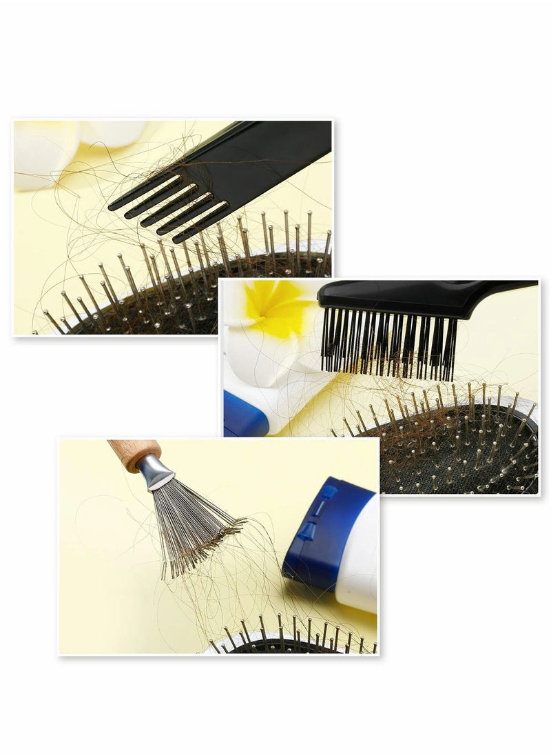 Y&D 4 Pieces Comb Cleaner Brush Mini Hair Cleaning Tool Remove Embedded for Removing Dust Home Salon Use (Wooden Handle Rake)  - Image 4