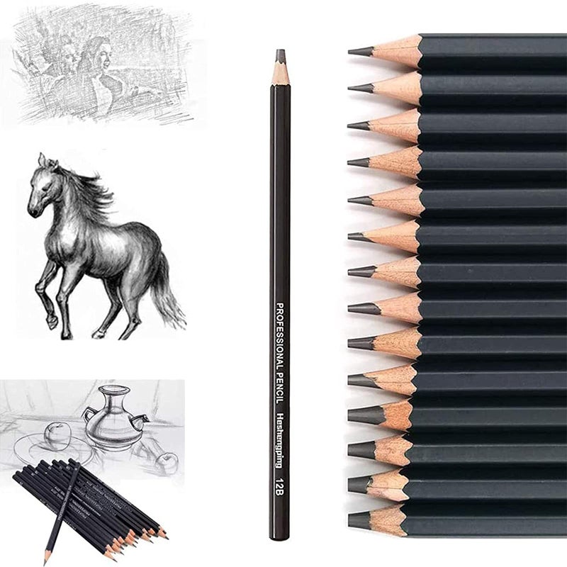 Heshengping Drawing Sketch Pencil Set 14pcs Sketching Pencils 12B 10B 8B 7B 6B 5B 4B 3B 2B B HB 2H 4H 6H Graphite Pencils for Kid Adults Artists Student Beginners Professional - Image 1