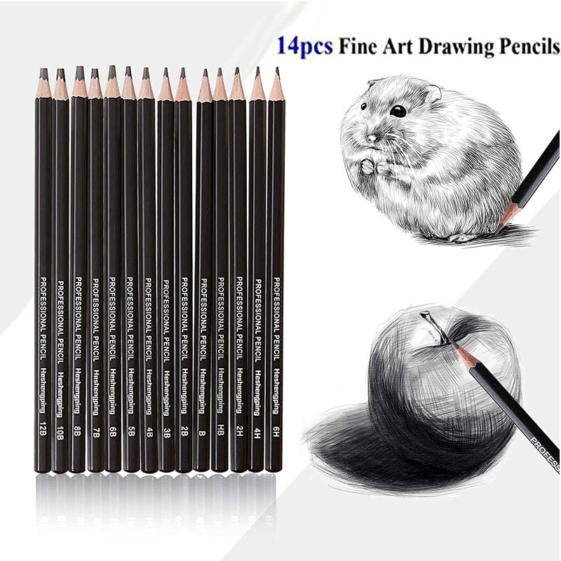 Heshengping Drawing Sketch Pencil Set 14pcs Sketching Pencils 12B 10B 8B 7B 6B 5B 4B 3B 2B B HB 2H 4H 6H Graphite Pencils for Kid Adults Artists Student Beginners Professional - Image 3