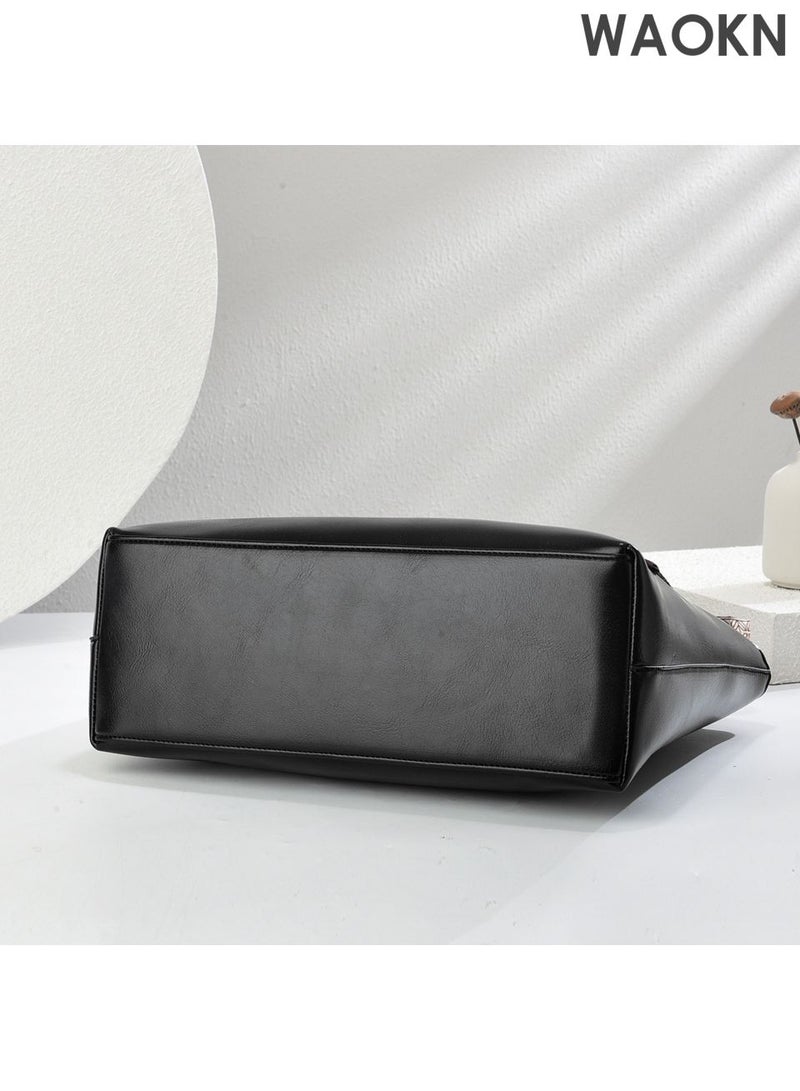 WAOKN Vintage PU Leather Underarm Bag for Women, Large Capacity PU Shoulder Bag, Elegant Handbag for Daily Commute and Travel,unisex,Minimally textured shoulder bag, practical commuting armpit bag, with silk scarf design handbag. - Image 5