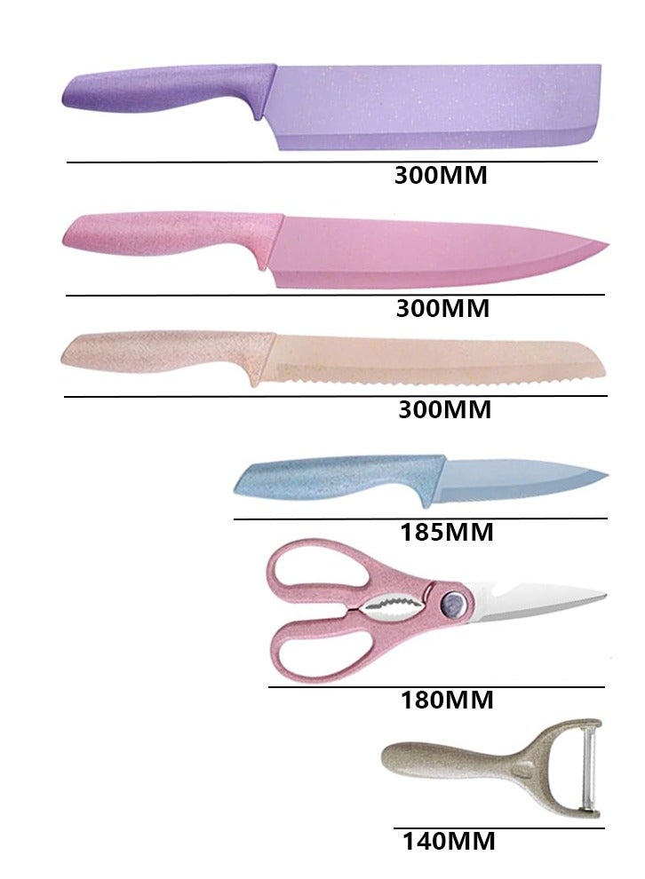Colorful Kitchen Knife Set 6 PCS, Colored Knives Set with Non-Stick Coating, Chef Boxed Knives Set for Cooking, Camping, Travel, Picnic, BBQ and RV  - Image 3