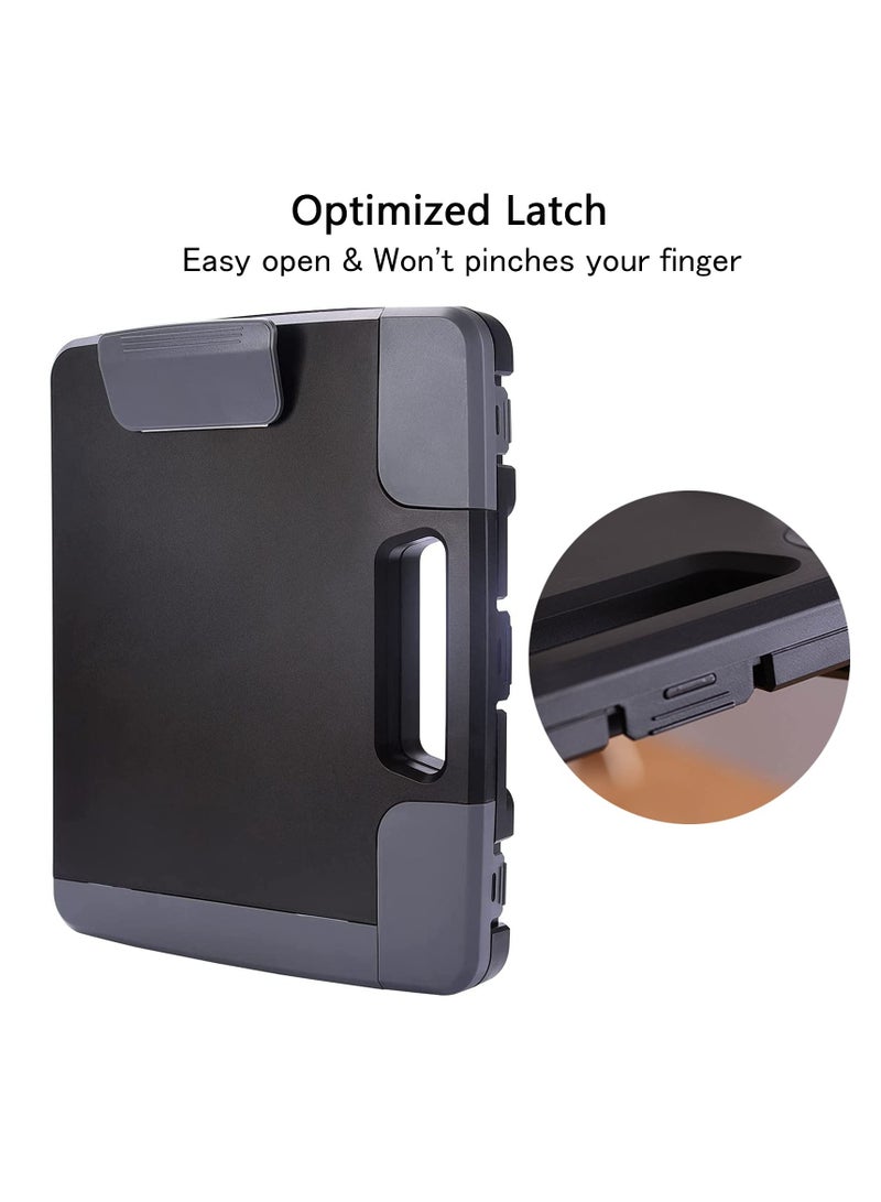 SYOSI Portable Clipboard with Storage, Plastic Storage Clipboard with Handle, Heavy Duty Clipboard Folder, Clipboard Case with Side-Opening, A4 Size Writing for Office, 14.5"x12"x1.75", Black - Image 4