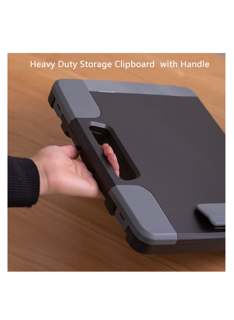 SYOSI Portable Clipboard with Storage, Plastic Storage Clipboard with Handle, Heavy Duty Clipboard Folder, Clipboard Case with Side-Opening, A4 Size Writing for Office, 14.5"x12"x1.75", Black - Image 5