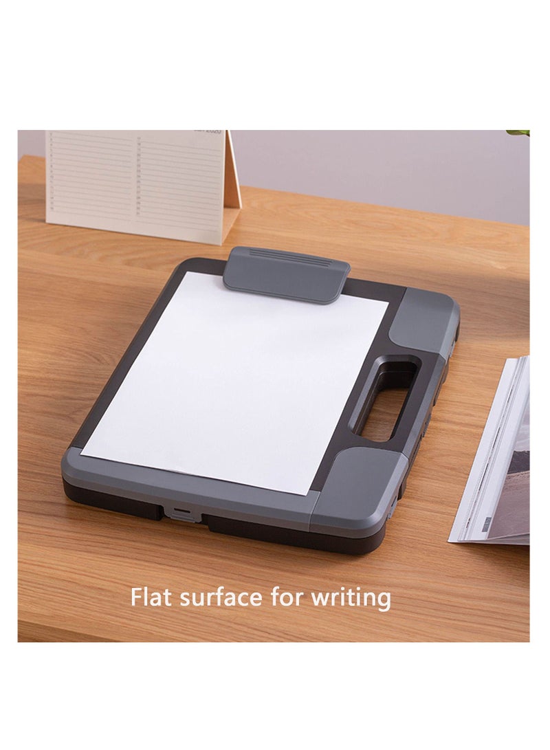 SYOSI Portable Clipboard with Storage, Plastic Storage Clipboard with Handle, Heavy Duty Clipboard Folder, Clipboard Case with Side-Opening, A4 Size Writing for Office, 14.5"x12"x1.75", Black - Image 1