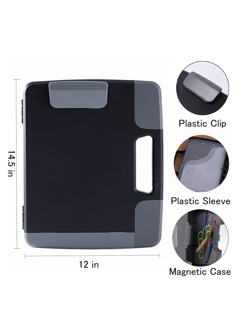SYOSI Portable Clipboard with Storage, Plastic Storage Clipboard with Handle, Heavy Duty Clipboard Folder, Clipboard Case with Side-Opening, A4 Size Writing for Office, 14.5"x12"x1.75", Black - Image 3