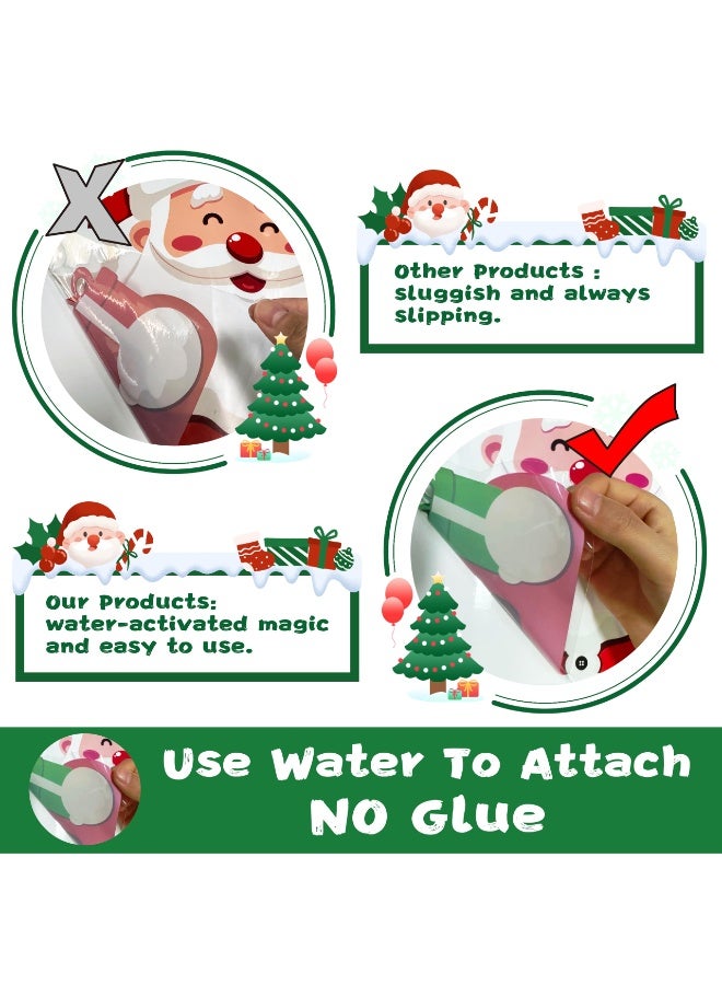 6-pcs Christmas Window Clings, Cute Christmas Decorations, Large Santa Claus Christmas Tree Decorations, Snowflake, Reindeer, Xmas Stickers Door Decor Wall Decal Winter Glass Holiday Party - Image 5