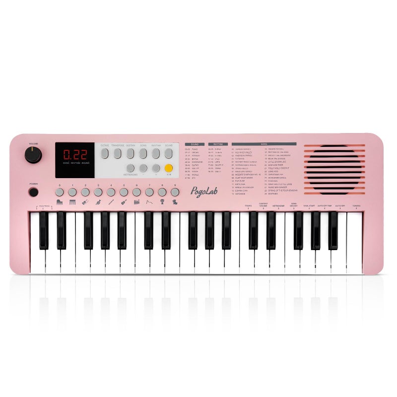 POGOLAB MK1 37 Keys Kids Keyboard Piano, Mini Portable Multi-Function Piano with Excellent Sound Quality, Built-In Speaker & LED Display, Small Electric Music Keyboard Gift for Beginners (Pink) - Image 1
