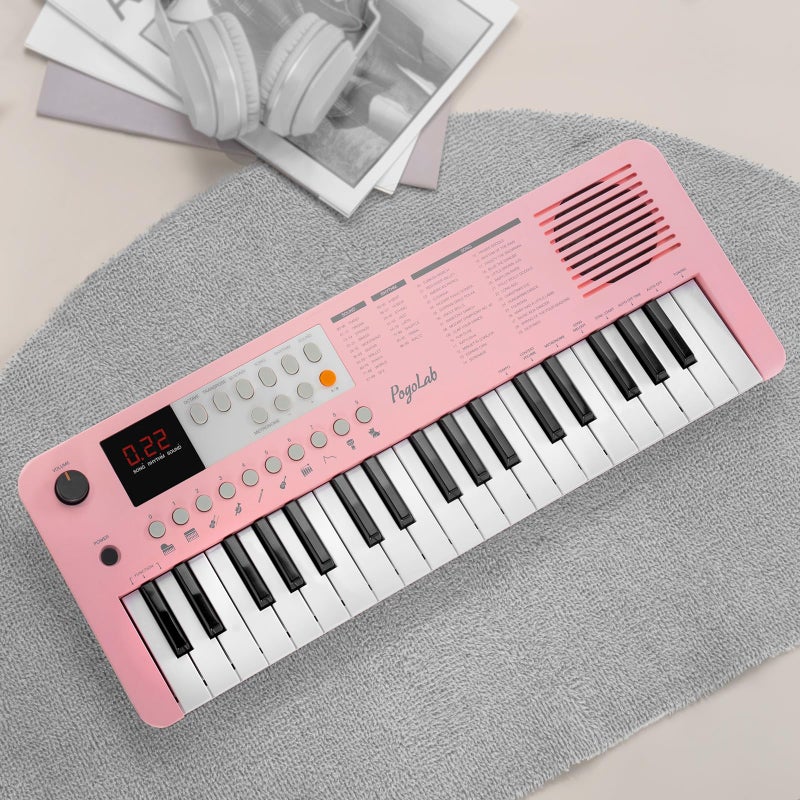 POGOLAB MK1 37 Keys Kids Keyboard Piano, Mini Portable Multi-Function Piano with Excellent Sound Quality, Built-In Speaker & LED Display, Small Electric Music Keyboard Gift for Beginners (Pink) - Image 2