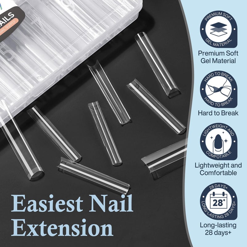Luckyfairy 3XL No C Curve Square Acrylic Nail Tips, 120pcs Extra Long Straight Tapered Acrylic Gel Fake Nails, Matte Half Cover Clear Gelly Press on for Extension Manicure Home DIY 12 Sizes Gelly Tips - Image 5