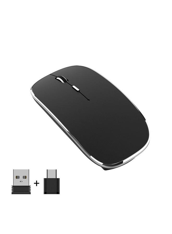 Spot Type-c Wireless Mouse +2.4G Dual Receiver Charging Mute E-cmerce-Color:Black - Image 2