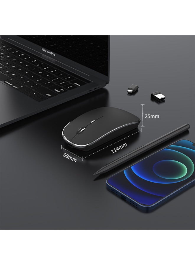 Spot Type-c Wireless Mouse +2.4G Dual Receiver Charging Mute E-cmerce-Color:Black - Image 4