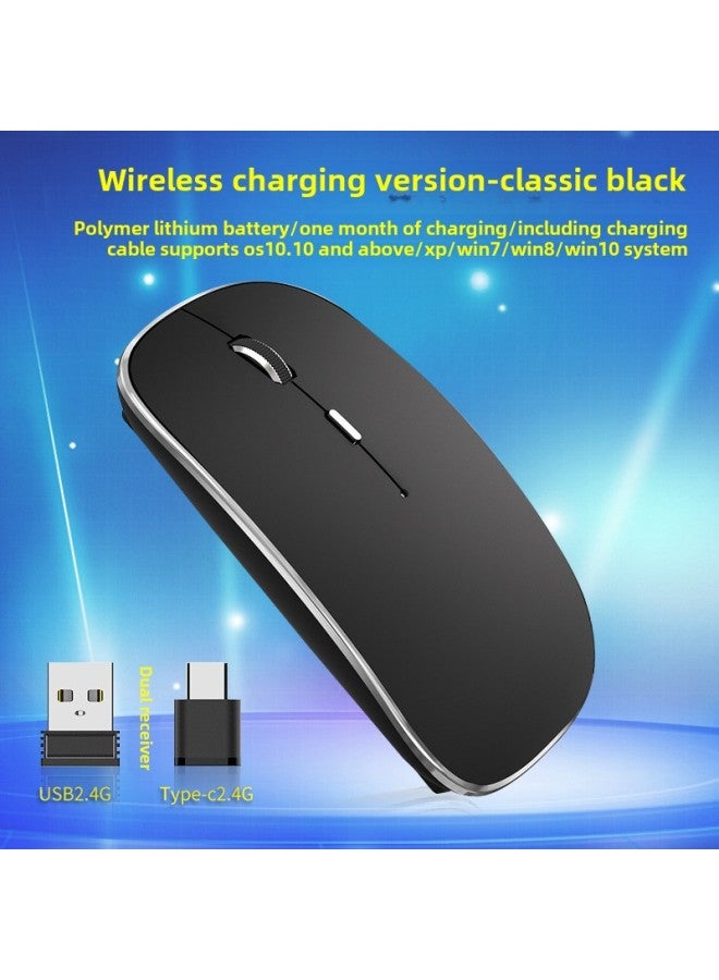 Spot Type-c Wireless Mouse +2.4G Dual Receiver Charging Mute E-cmerce-Color:Black - Image 1
