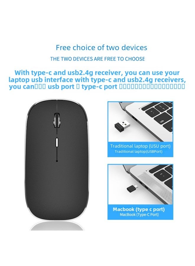 Spot Type-c Wireless Mouse +2.4G Dual Receiver Charging Mute E-cmerce-Color:Black - Image 3