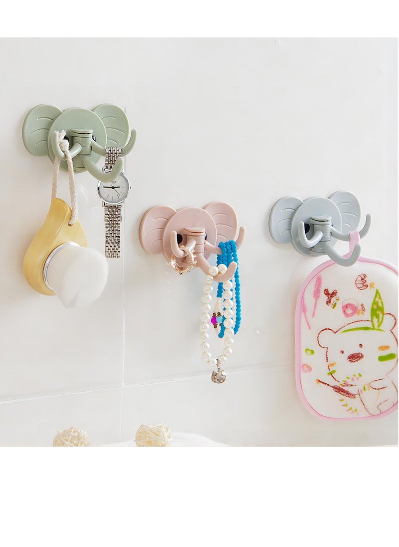 9pcs Elephant Swivel Adhesive Hooks Self Adhesive Hooks Decorative and Durable Wall Hangers for Hanging Key Towel Hooks No Punching Required Extra Large Load-bearing Three Colors x3 - Image 2