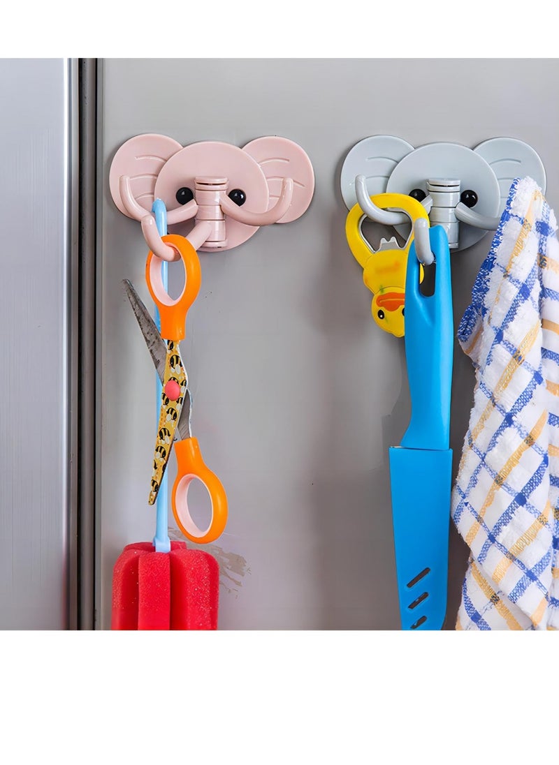 9pcs Elephant Swivel Adhesive Hooks Self Adhesive Hooks Decorative and Durable Wall Hangers for Hanging Key Towel Hooks No Punching Required Extra Large Load-bearing Three Colors x3 - Image 4