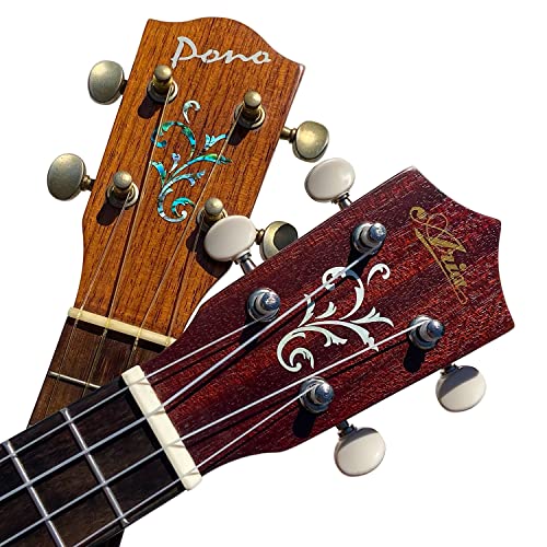 Inlaystickers ملصقات تزيين لرأس غيتار - كرمة صغيرة (طقم 2 قطعة) - لؤلؤة بيضاء وأبلون بلو - Image 2