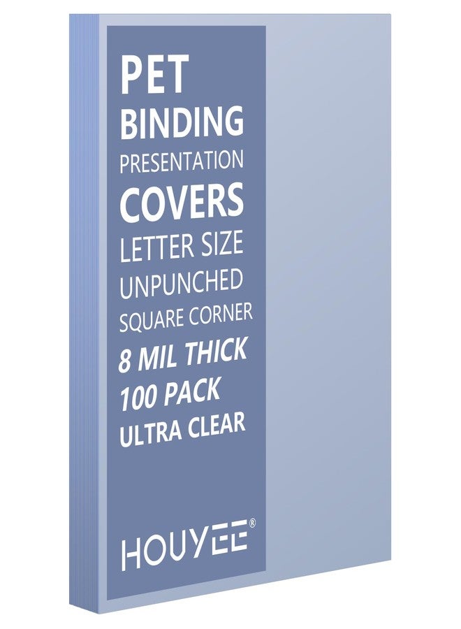 HOUYEE 100 Pack Ultra Clear Binding Presentation Covers, Clear Report Covers, Polythylene Terephthalate,8 Mil,8-1/2 x 11 Inches, Letter Size - Image 1