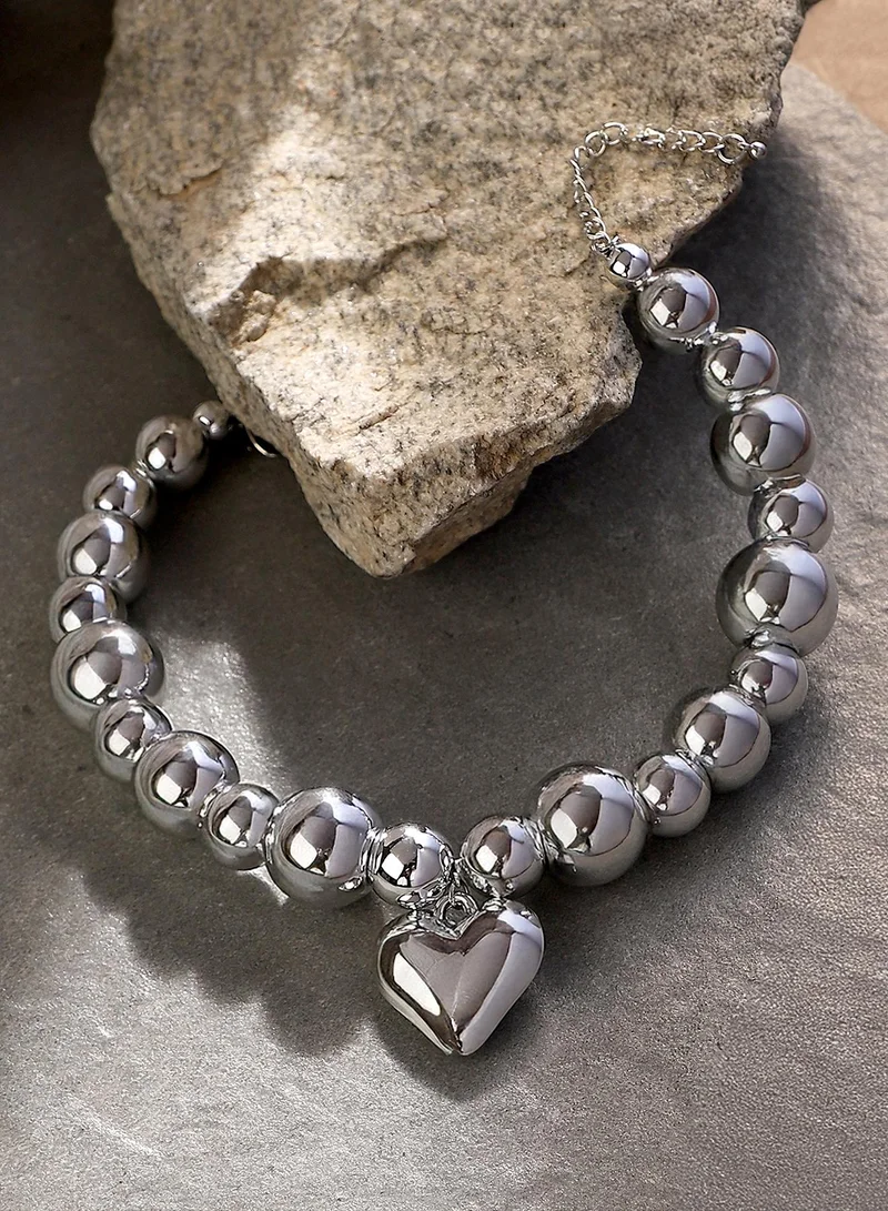 Beaded Heart Charm Bracelet
