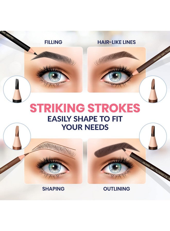 Stylia Microblading Supplies Waterproof Eyebrow Pencil 12 Piece Black Brow Mapping Pencil Set For Marking Filling And Outlining Eye Brow Liners - Image 3