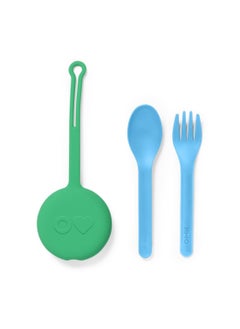 OMIE Omie Insulated Bento Lunch Box with Utensils Set - Insulated Stainless Steel Lunch Box with Leak Proof Thermos Food Jar - Two Temperature Zones for Hot & Cold Food, 1390ml - Meadow + Mint Green  - Image 4
