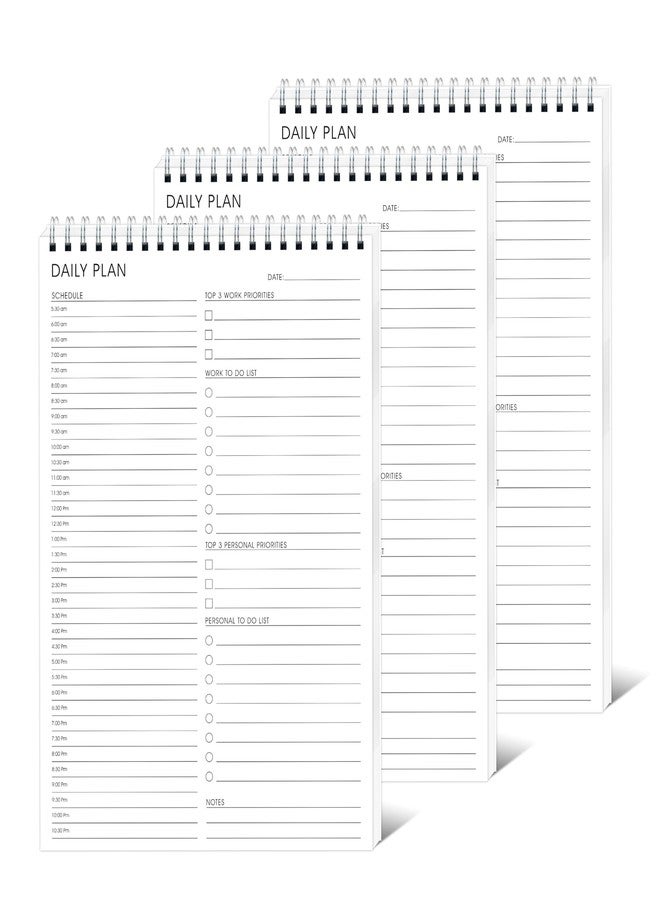 KAICN 3PC Daily Shedule Planner Hourly Appointment Planner Personal Organizer with Work To-Do List, Priorities 6.5 x 9.8 - Image 1