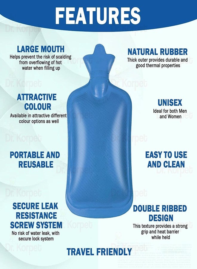 Wuze Rubber Hot Water Bottle, Hot Compress, Pain Relief from Headaches, Cramps, Arthritis, Back Pain, Sore Muscles, Injuries - 2 L Capacity - Image 2