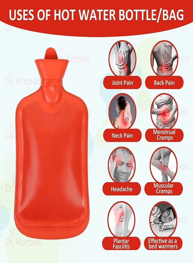 Wuze Rubber Hot Water Bottle, Hot Compress, Pain Relief from Headaches, Cramps, Arthritis, Back Pain, Sore Muscles, Injuries - 2 L Capacity - Image 4