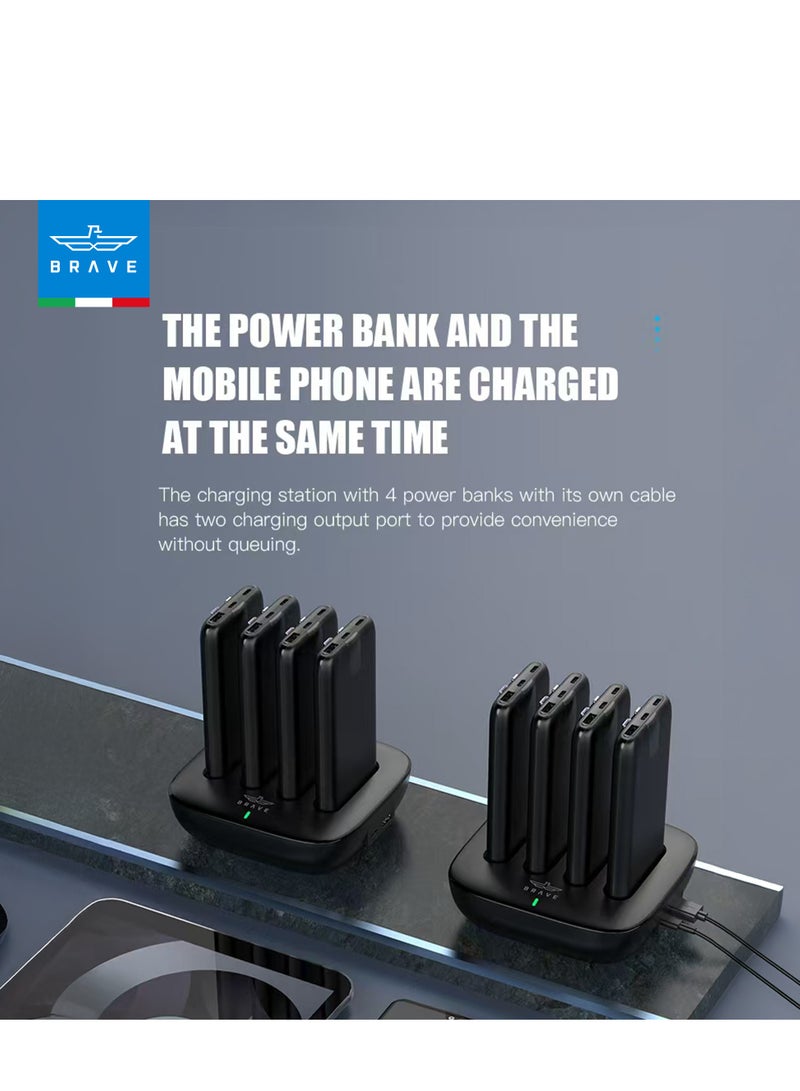 Brave 4-in-1 Portable Power Bank Station, Slim and Compact, 10,000mAh Each with Built-in 20W PD Lightning & 22.5W Type-C Cables, Dual USB-C & USB-A Outputs, LED Digital Display, PD Fast Charging for iPhone 16/16 Pro Max/Plus, 15, 14, 13, Samsung Galaxy S25, S24, S23, S22, with Common Charging Dock for Home, Cafe, Office, Hotel, Restaurant and More, Includes 45W Type-C Wall Charger - Image 5