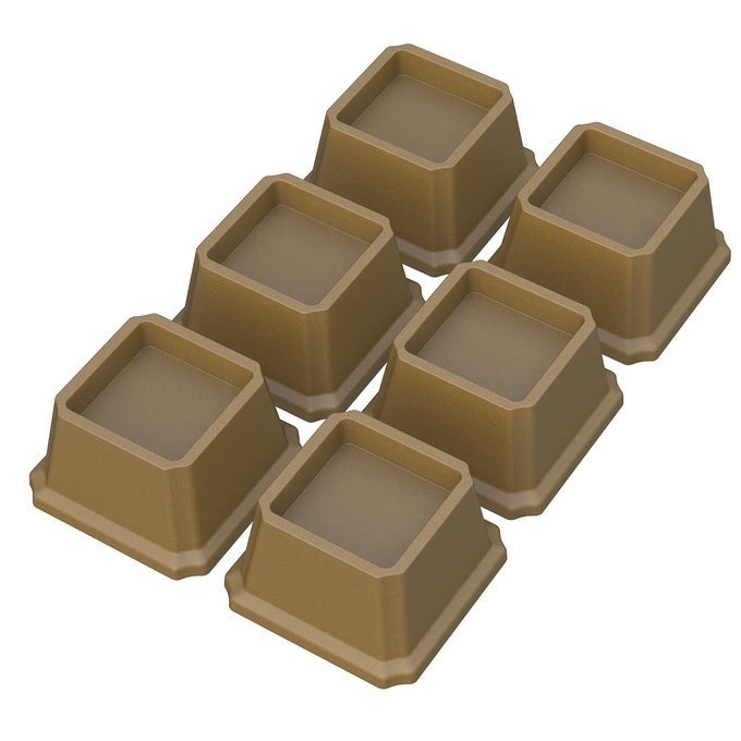 BED RISERS 2 INCH HEAVY DUTY BED ELEVATORS SET OF 6 LIFTS UP 2000 LBS FURNITURE RISERS FOR BED FRAME ANS SOFA BROWN