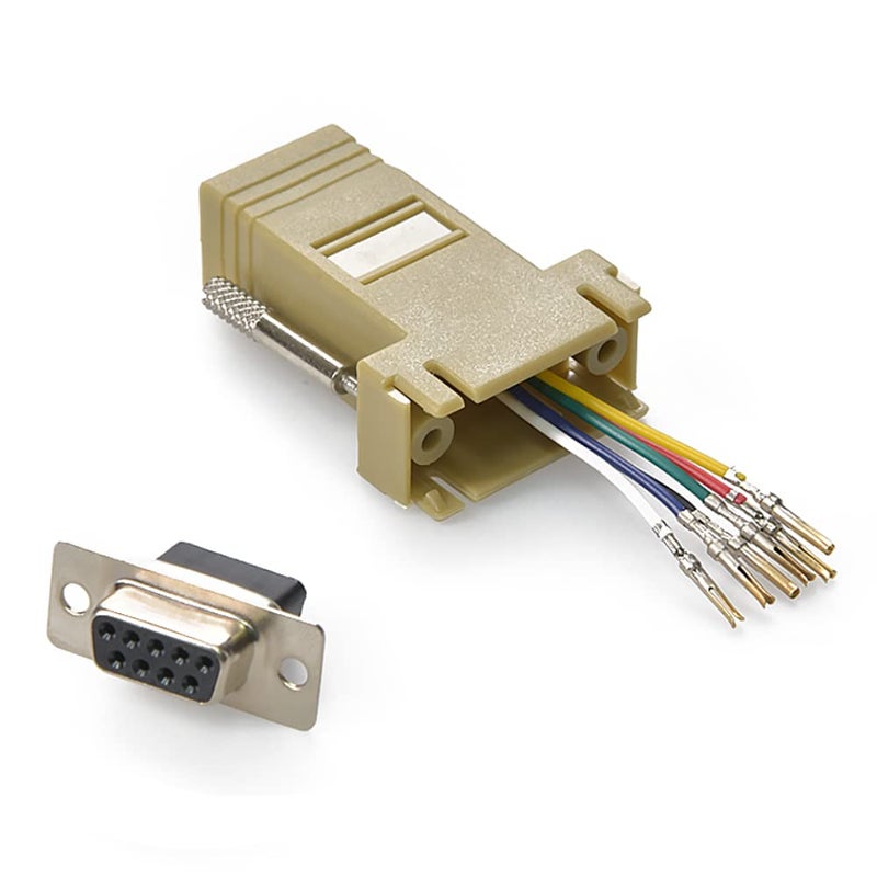 InstallerParts DB9 Female to RJ11/12 (6 Wire) Modular Adapter Ivory - Gold Plated - Image 1