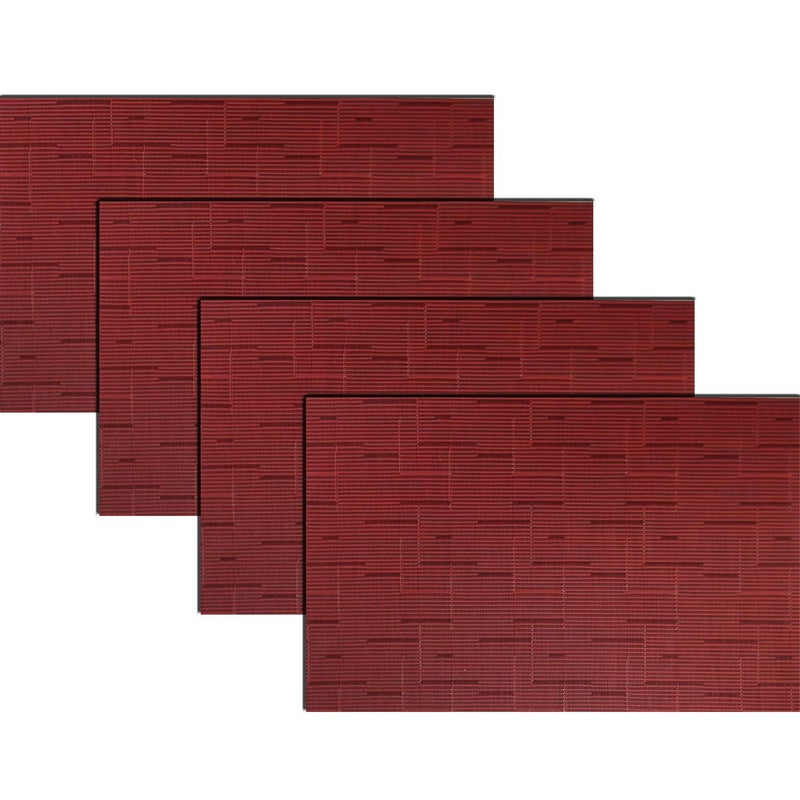 PIGCHCY Placemats Washable Durable Vinyl Woven Table Mats Elegant Heat Resistant Placemats for Dining Table Set of 4 (18 x 12 inches Burgundy Red) - Image 1