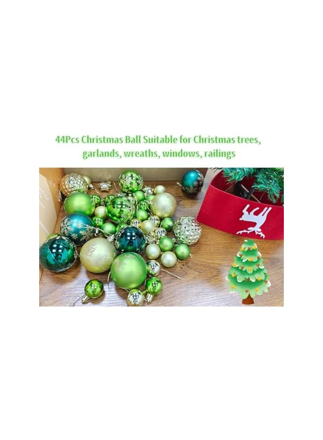 The Bros زينة شجرة عيد الميلاد كرات زينة زينة شجرة عيد الميلاد، 44 قطعة زينة كرات عيد الميلاد لعيد الميلاد حفلات الزفاف حفلات زينة المنزل (أخضر ذهبي) - Image 5