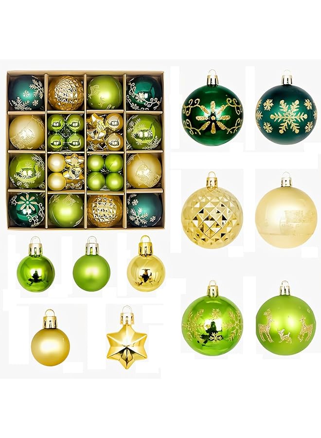 The Bros زينة شجرة عيد الميلاد كرات زينة زينة شجرة عيد الميلاد، 44 قطعة زينة كرات عيد الميلاد لعيد الميلاد حفلات الزفاف حفلات زينة المنزل (أخضر ذهبي) - Image 1