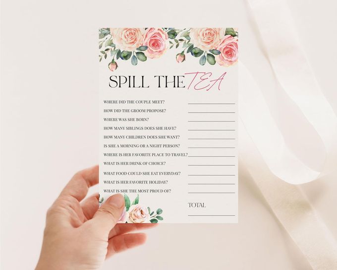 All-Ewired-Up 50 Spill The Tea Party (50-Cards) Fun Bridal Shower Game Activity, Who Knows the Bride Best, Decorations, Engagement Party, Rehearsal Dinner, Bridgerton - Image 3