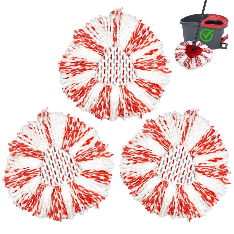 3 Pack Upgraded Deep Clean Refill Compatible with O Ceda EasyWring Spin Mop Bucket System Microfiber Mop Heads Refill for Oceda Easywring 1 Tank Spin Mop System 40 More Cleaning Power Scrub Pad