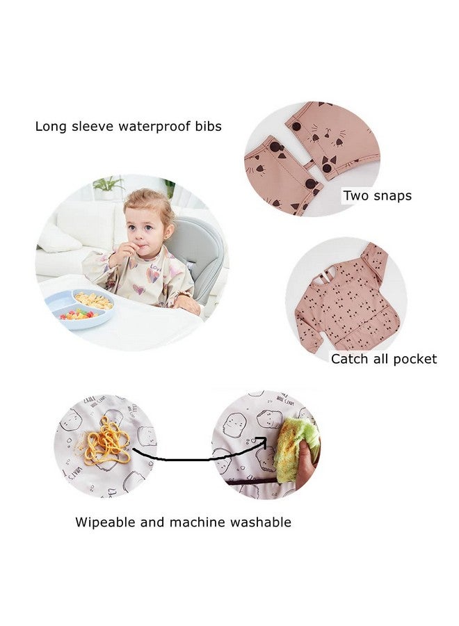 GZMM Waterproof Baby Bibsinfant Toddler Long Sleeve Feeding Bib With Food Catchereasy Clean & Washable 2 Pack - Image 3
