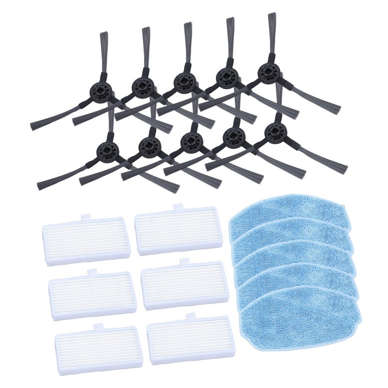Robot Vacuum Replacement Parts: 6 Filters 5 Mop Pads 10 Side Brushes - High Absorbent Durable Mop Pads Filter Vacuum Accessories for ZCWA ONSON MAMNV BR150 BR151 Robot Vacuum And Mop Combo - Image 1