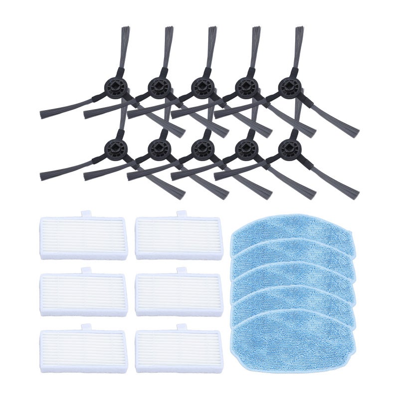 Robot Vacuum Replacement Parts: 6 Filters 5 Mop Pads 10 Side Brushes - High Absorbent Durable Mop Pads Filter Vacuum Accessories for ZCWA ONSON MAMNV BR150 BR151 Robot Vacuum And Mop Combo - Image 4