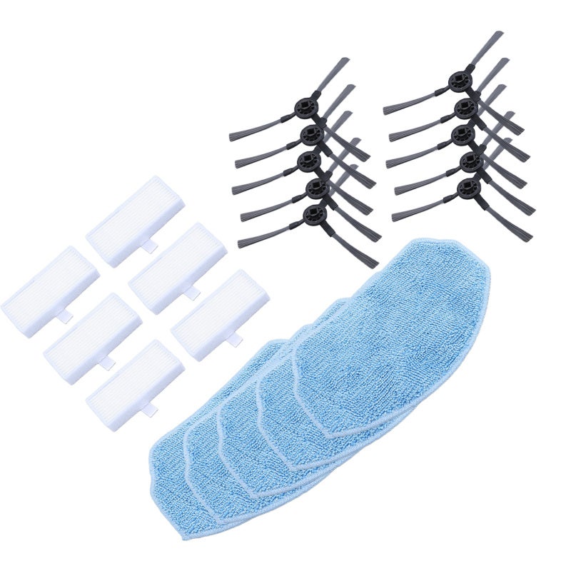 Robot Vacuum Replacement Parts: 6 Filters 5 Mop Pads 10 Side Brushes - High Absorbent Durable Mop Pads Filter Vacuum Accessories for ZCWA ONSON MAMNV BR150 BR151 Robot Vacuum And Mop Combo - Image 5