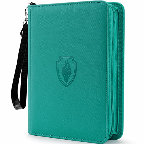 Fabmaker 4 Pocket Card Binder for 320 Cards, Fabmaker Premium Zip Trading Card Binder, Portable PU Card Collection Binder, Collector Card Album, Card Folder for MTG, TCG, Sports Cards, Game Cards (Turquoise) - Image 1