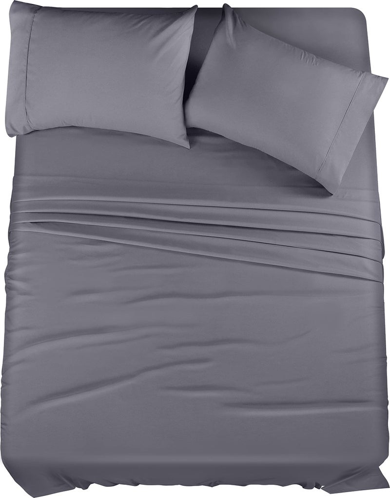 Utopia Bedding Queen Sheet Set - 4 Piece Bed Sheets for Queen Size Bed, Soft and Breathable Microfiber, Includes 1 Fitted Sheet, 1 Flat Sheet and 2 Pillowcases (Grey) - Image 1