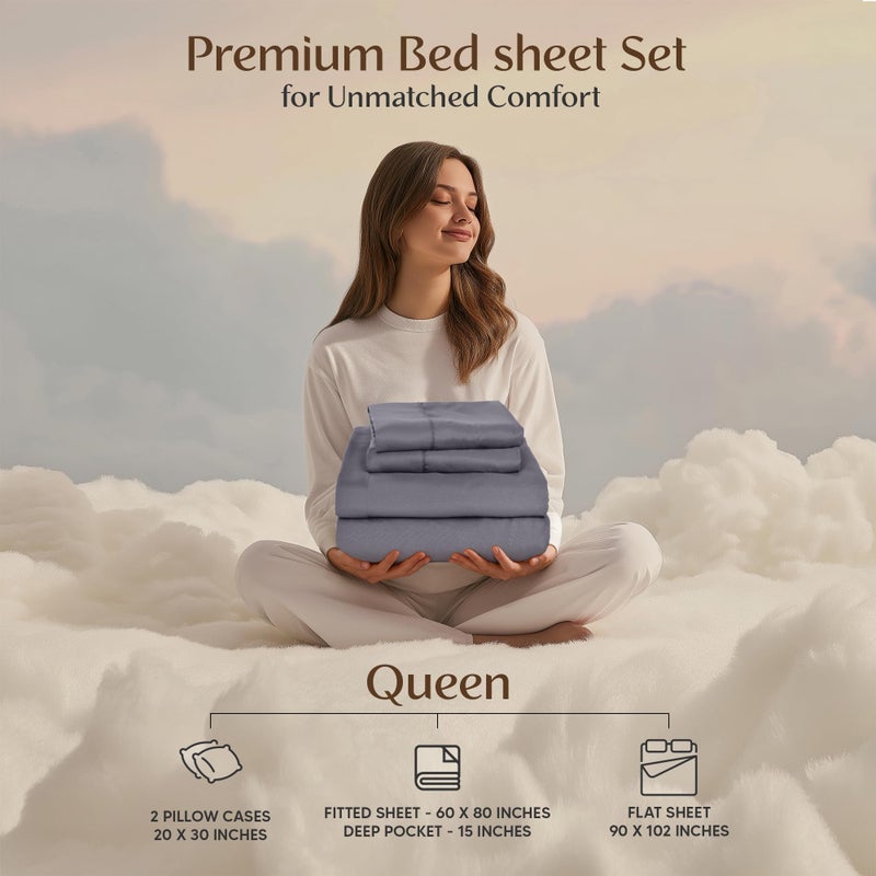 Utopia Bedding Queen Sheet Set - 4 Piece Bed Sheets for Queen Size Bed, Soft and Breathable Microfiber, Includes 1 Fitted Sheet, 1 Flat Sheet and 2 Pillowcases (Grey) - Image 2